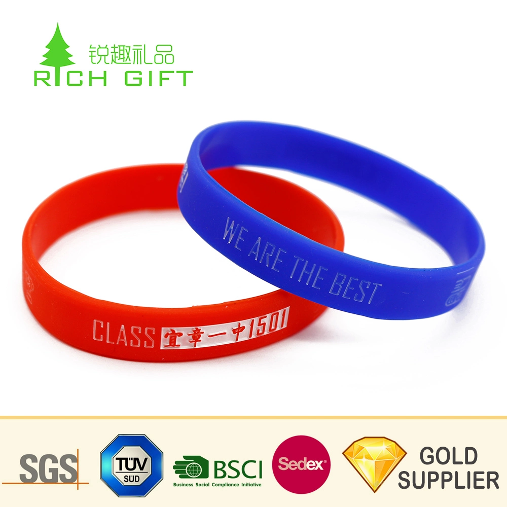 High quality/High cost performance Custom Wrist Band Recycled Debossed Ink Filled Silicone Bracelet Egypt Souvenir Wristband