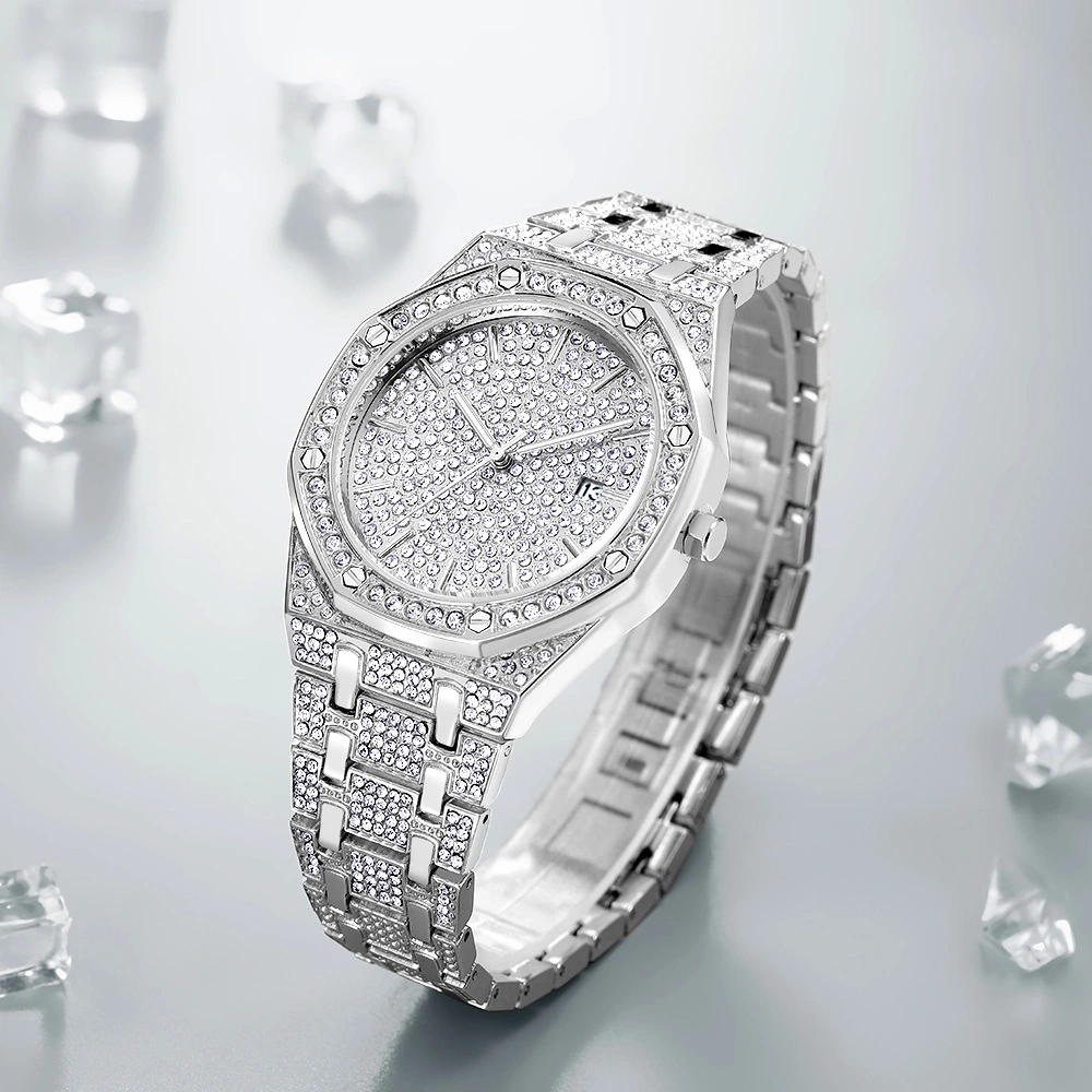 Men's Gypsophila Diamond Watch Fashion Full Diamond Large Dial Waterproof Quartz Watch