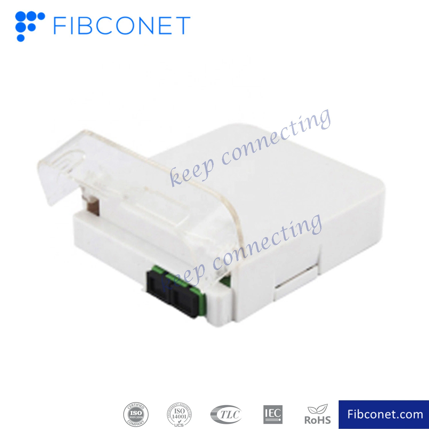 FTTH 2 puertos Mini terminal óptico transparente de plástico de fibra Caja de salida de pared óptica