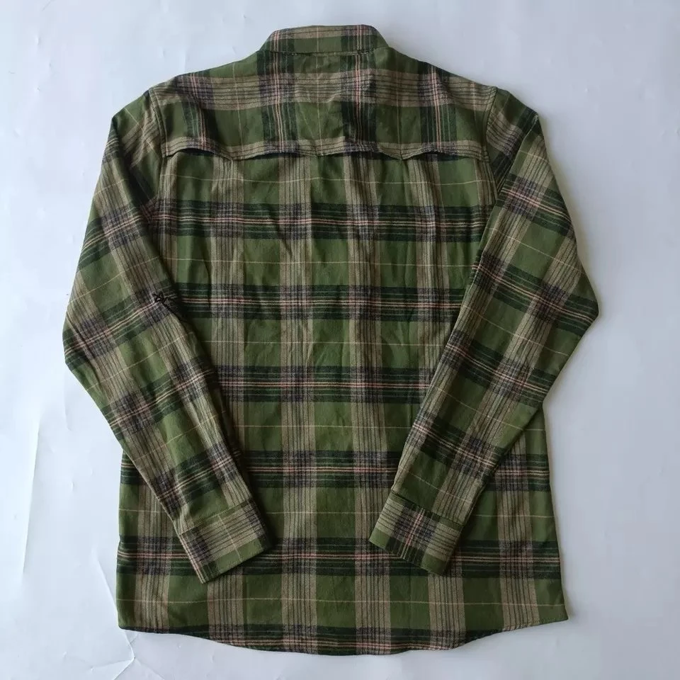 New Designer Custom Stitching Mesh Breathable Quilted Plaid with Glass Cloth Back Opening Men Flannel Shirt