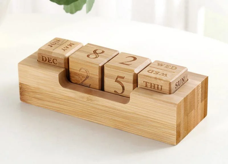 Handcraft Room Decoration Wooden Perpetual Desk Calendar