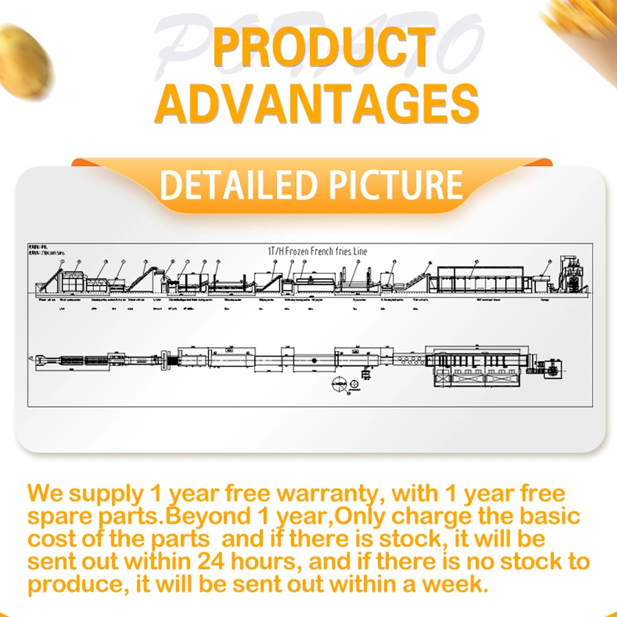 TCA francés de alta calidad de la mitad de la línea de producción de patatas fritas Patatas fritas congeladas de Comercio de la línea de montaje