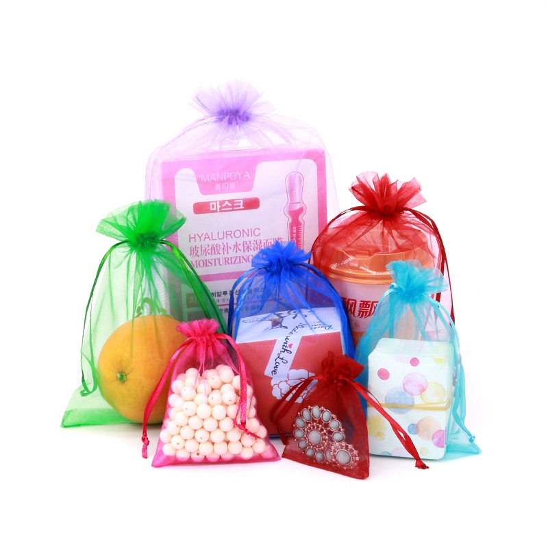 7X9cm 9X12cm 10X15cm 13X18cm 16X22cm 20X30cm Any Colors Custom Logo Drawstring Gift Pouch Jewelry Mesh Packaging Organza Bag