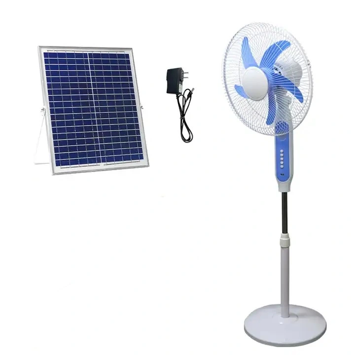 12V DC portátil batería de alimentación de energía solar Solar ventilador Ventilador eléctrico de 16 pulgadas de AC DC de pie Ventilador de piso Casa / Exterior / Hotel / garaje / AP