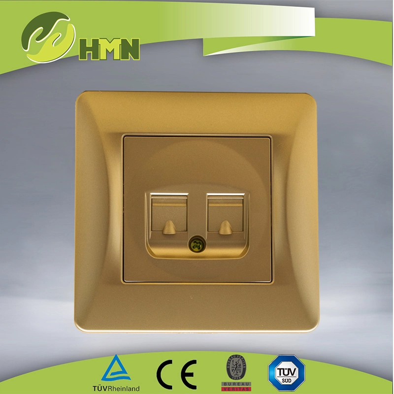 EU standard PC material double RJ11 Double Telephone socket