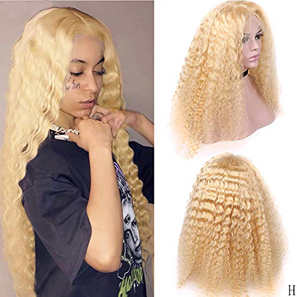 Kbeth Kinky Curly 613 Gold Transparent Lace Frontal Wig for Black White Ladies Human Hair 13*6 Lace Front Wigs From Chinese Factory