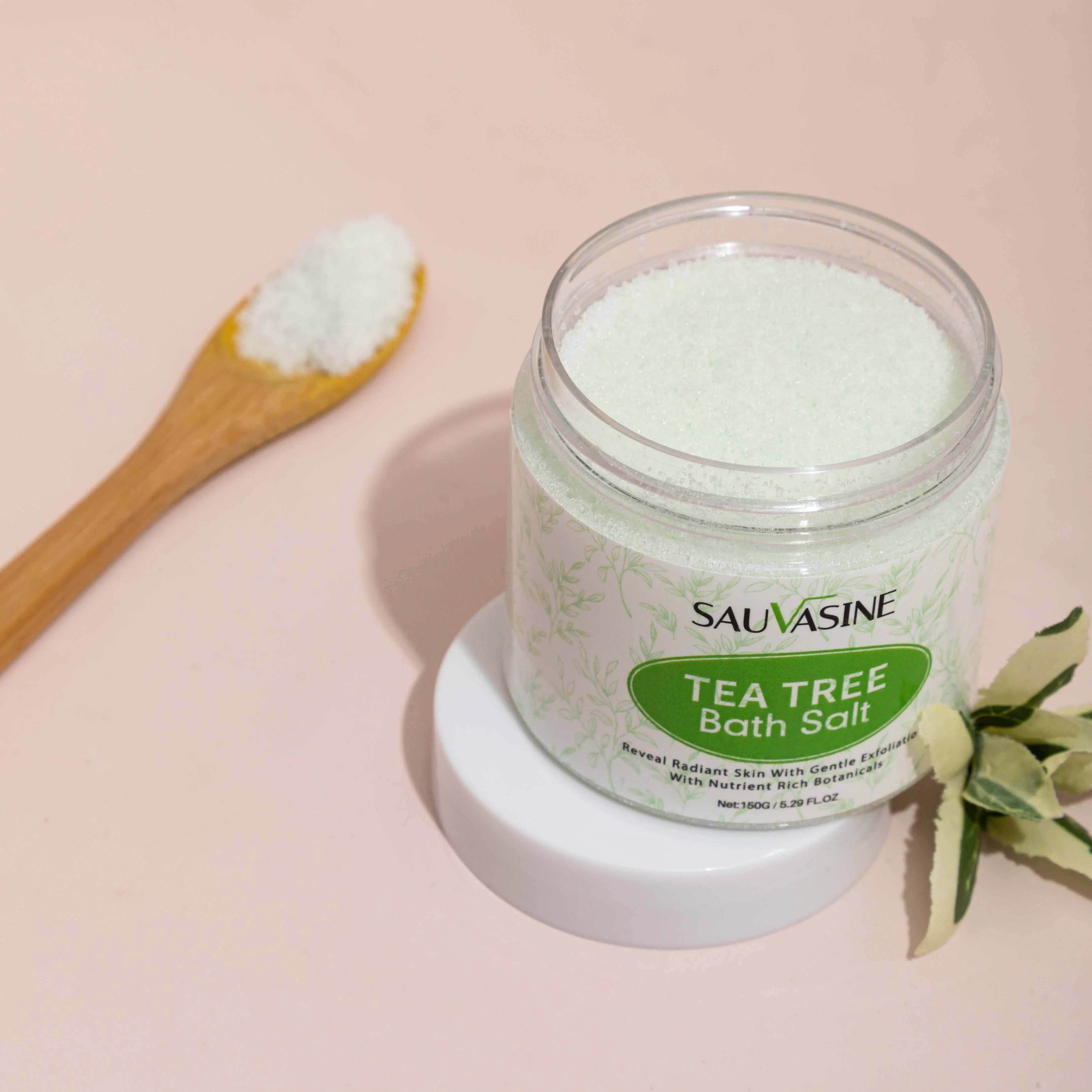 Scented Green Color Spiritual Tea Tree Bath Salt Scrub