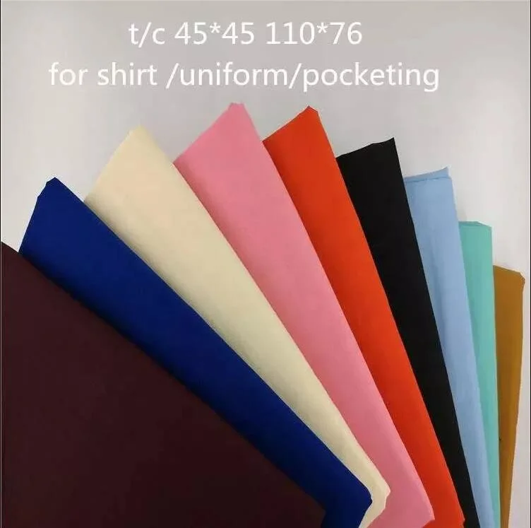 Tc Poplin Solid Dyed 80% Polyester 20% Cotton Fabric for Shirt Uniform Pocketing