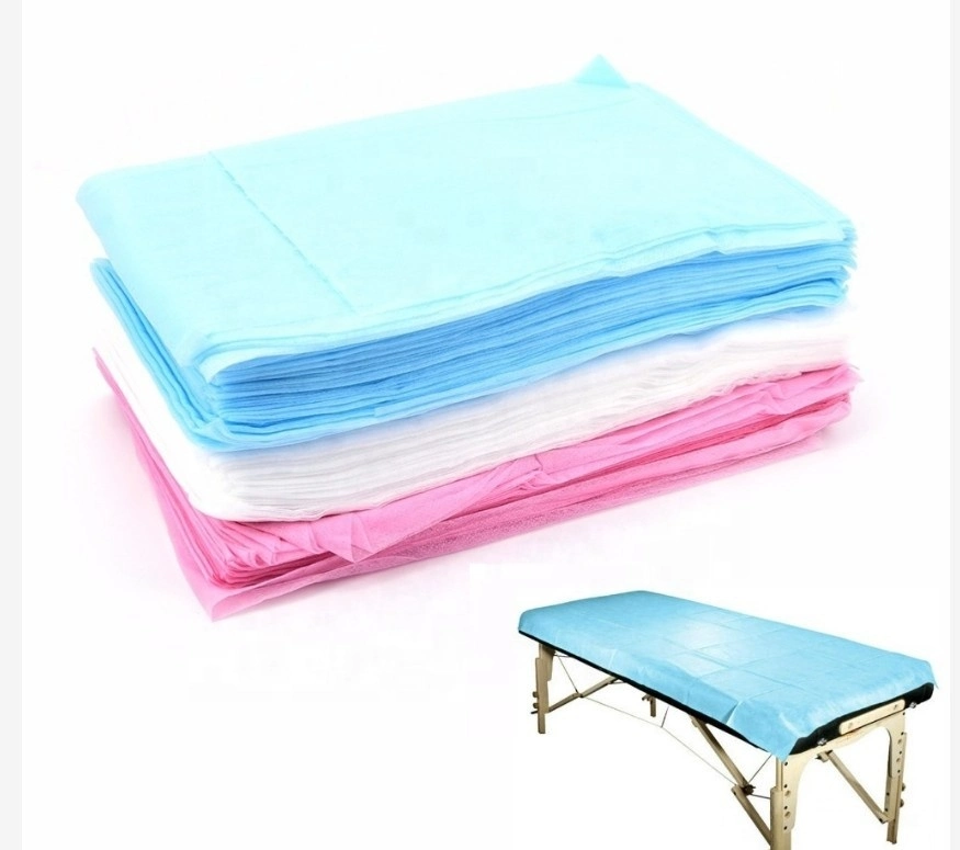 No tejido impermeable Hospital cama azul desechables Rollo de hojas de spa de 180x80cm