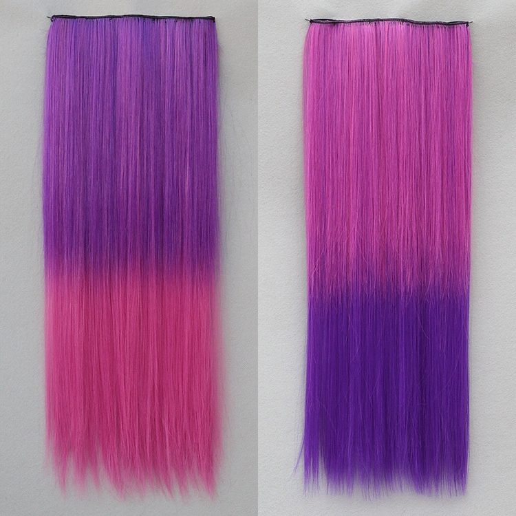 5 Clips in Ombre Long Straight Synthetic Crochet Hair Ponytails Hair Pieces Hair Extensions for Women