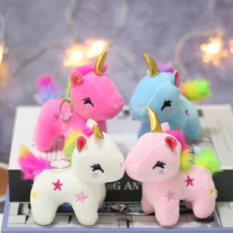 Jouets en gros en peluche à motif licorne d'animaux avec porte-clés