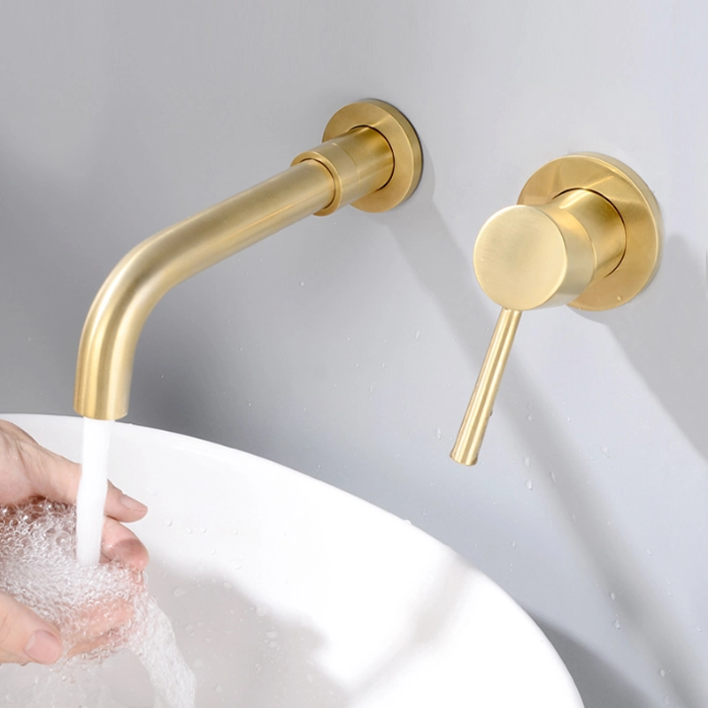 Unique Design Luxury Golden Chrome Brass Stainless Steel Bathroom Basin Faucet Single Waterfall Hot and Cold Water Mixer Bathroom Tub Faucet