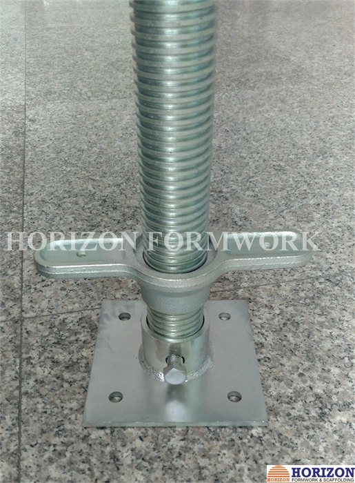 Scaffolding Base Jack with Adjusting Handle for Height Leveling