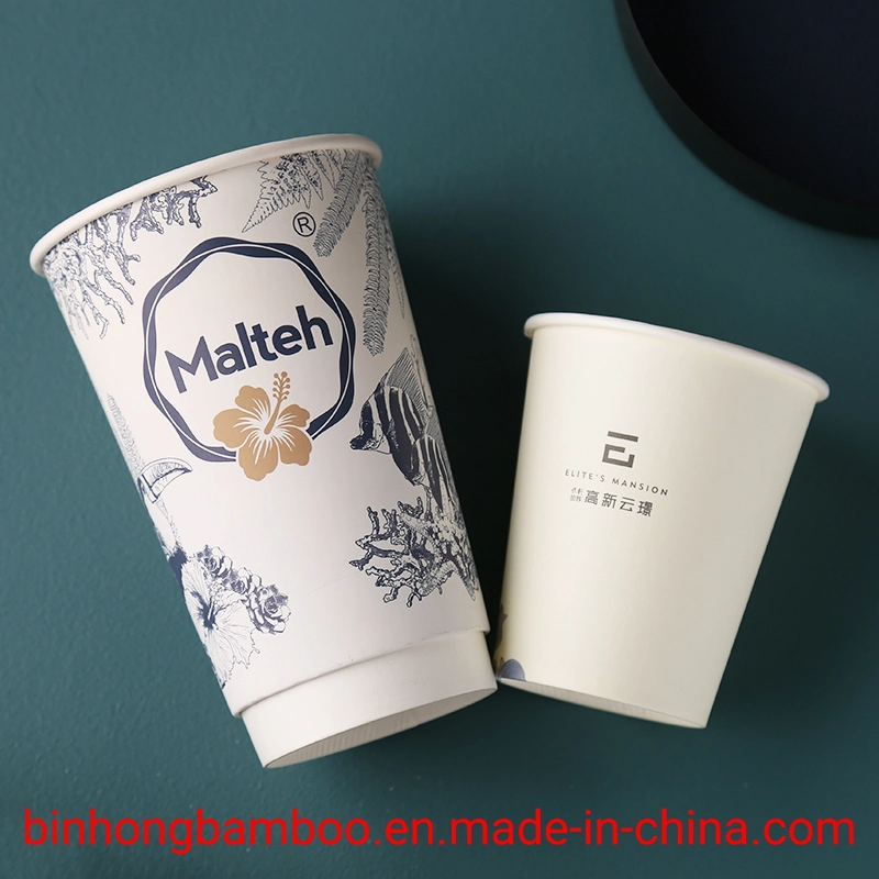 660ml Disposable Three-Layer Ripple Wall Coffee or Tea Paper Cups