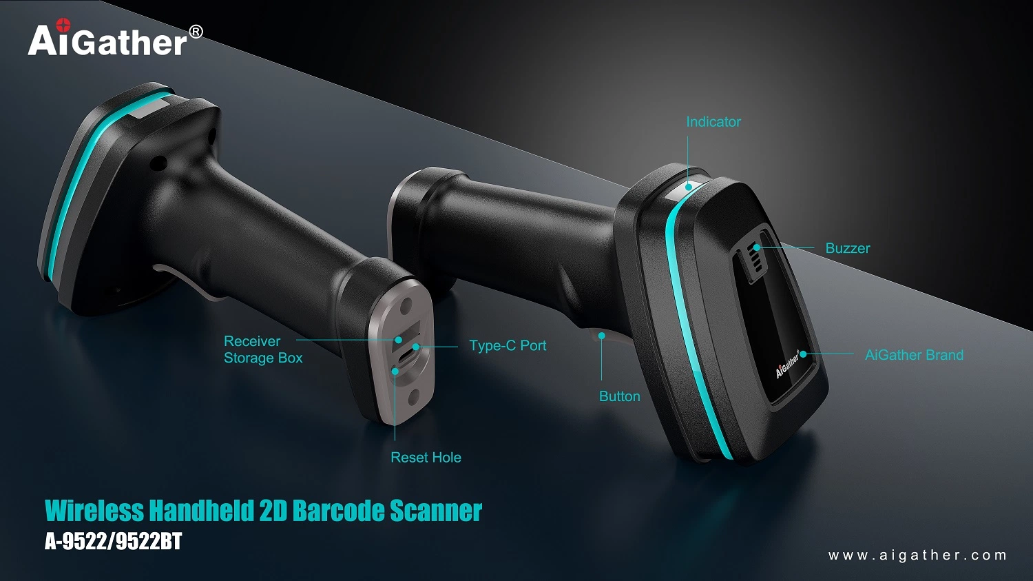 Aigather a-9522 2D Wireless Barcode Scanner with Latest Appearance Design