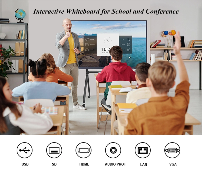 UHD Dedo 4K de 55 pulgadas de pantalla táctil de soporte de suelo de pizarra interactiva SMART Board Business para la escuela y Video Conferencia