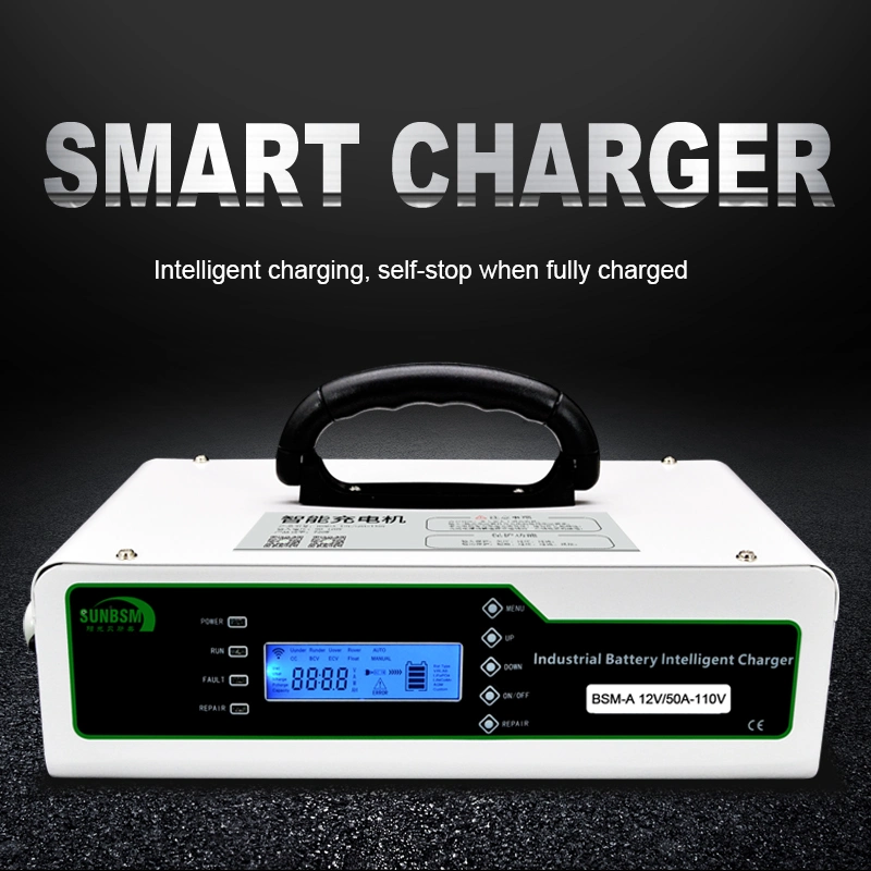 600W Portable Industrial Battery Charger For 12v 24v 48v Lithium Battery