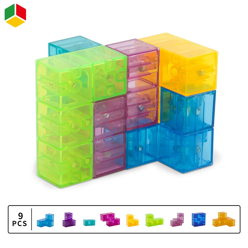 QS Kinder pädagogische Anpassung 3D Puzzle-Spiel Bunte transparente Magie Magnetische Bausteine Intelligenz Cube Spielzeug