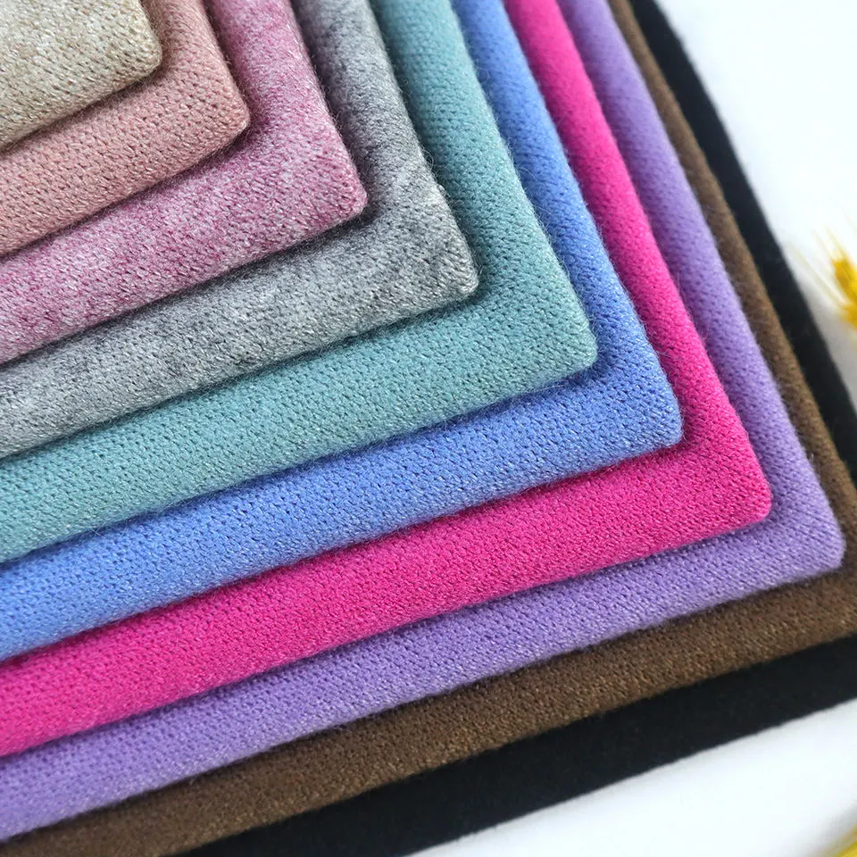 Good Quality Custom Color Hacci Plain Rayon Nylon Poly Cashmere Angora Knitted Fabric for Sweater Coats