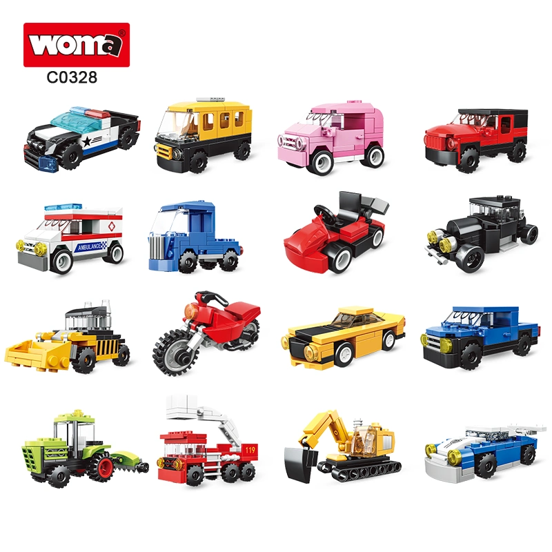 WOMA Toys C0328 Wholesale Personalizar niños montar tren de vehículos de autobús Modelo de coche bloques de construcción Brick Set City coches Juguetes Puzzle Juguetes de juguete DIY