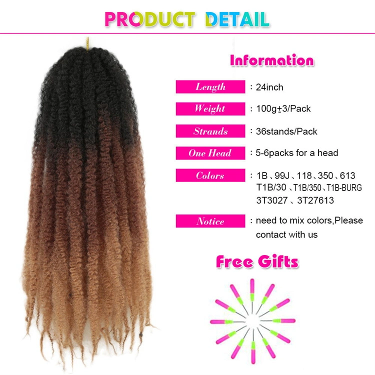 24 pouces Marley Braid crochet cheveux Curly Afro Spring Twist synthétique Extensions