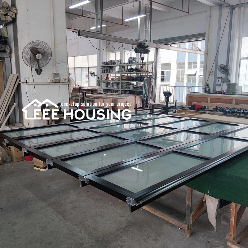 Original Factory Supply Full View Custom Roll up Glass Garages Door with Black Aluminum Frame