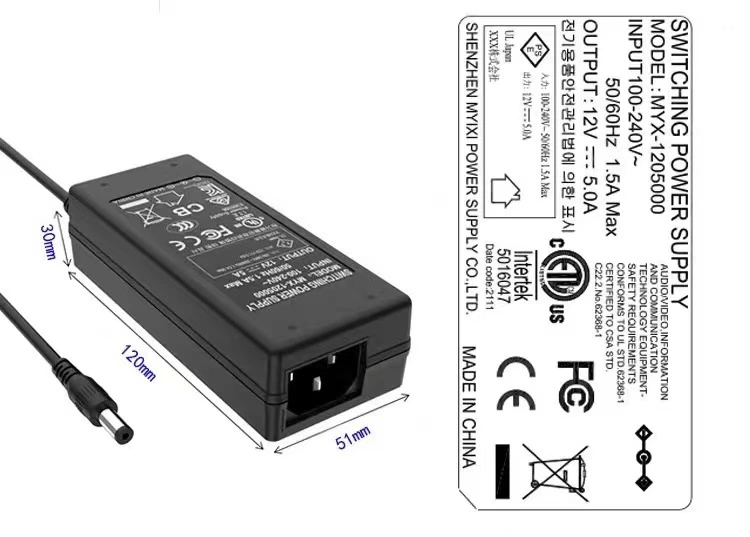 Manufacturer Laptop Adapter 60W 12V 5A Laptop Power Supply 24V 2.5A AC Adapter Charger for CCTV Camera