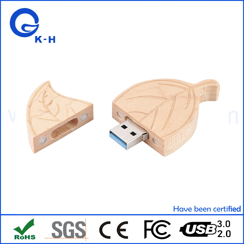 Leaf Shape Wooden Flash Memory Stick USB 64GB 128GB 256GB 512GB