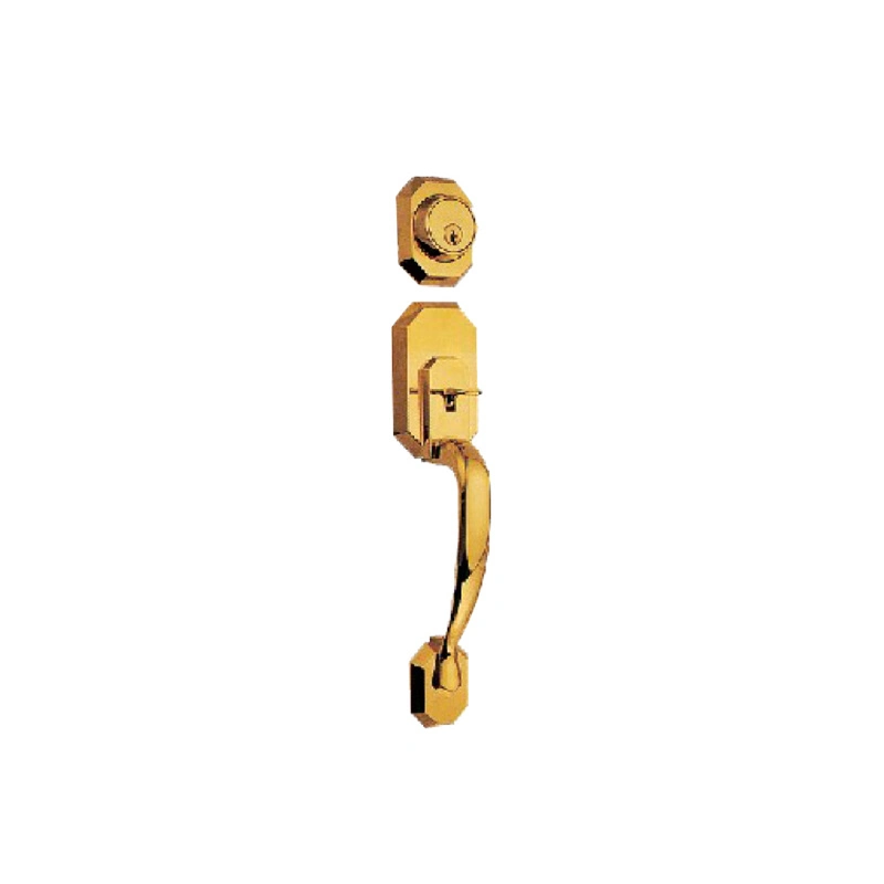 Long Security Steel Door Pull Handle Lock Set Antique Hardware