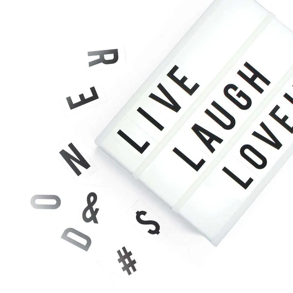 A6 Battery Powered Light up Message and Note Sign LED Cinema Light Box with Magnet Letters Smiles Symbols