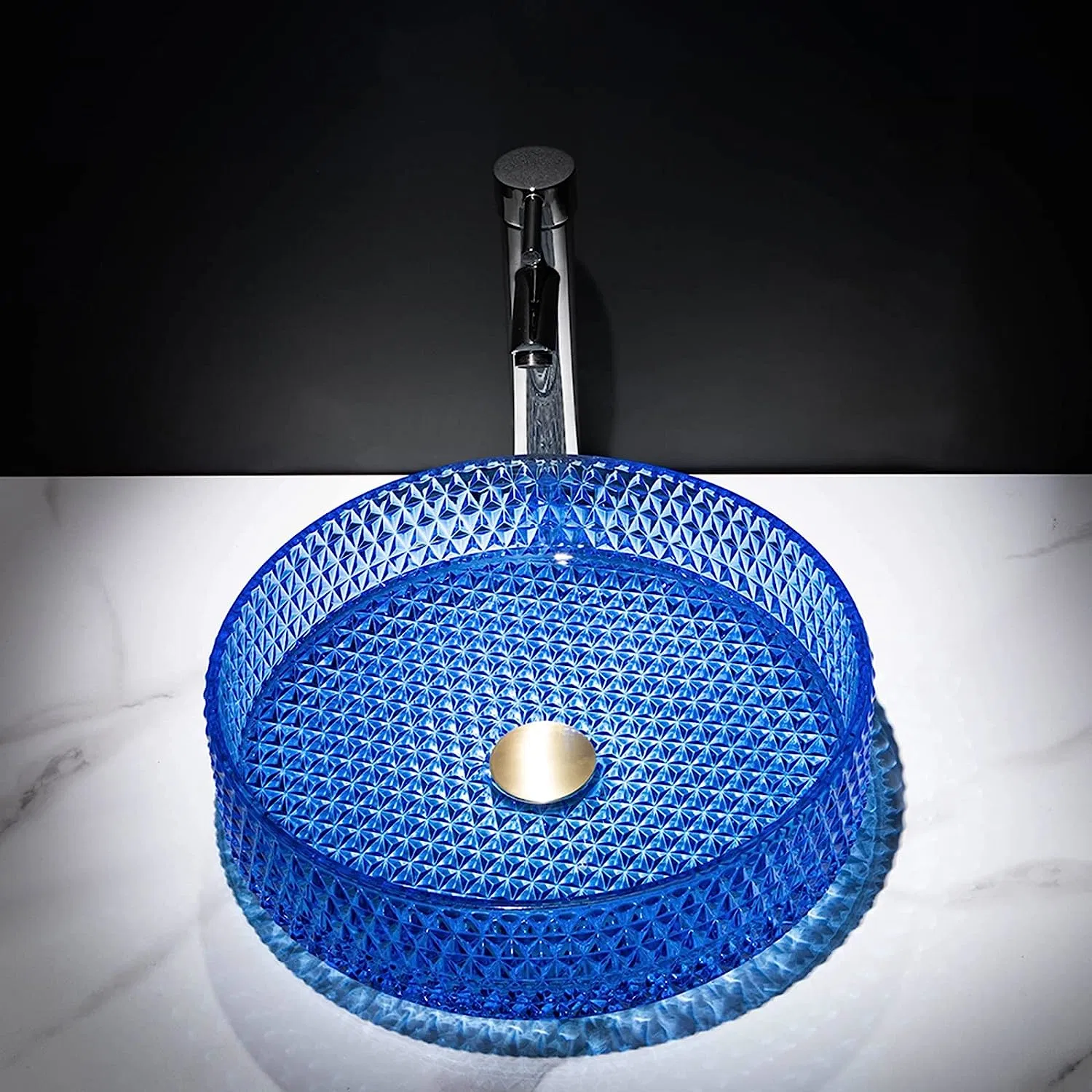 New Arrival Bathroom Diamond Design Modern Crystal Wash Basin Glass Sink