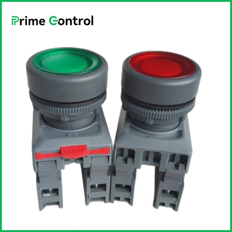 Green Red Colour AC DC Voltage Power Distribution Push Button Switch with Light