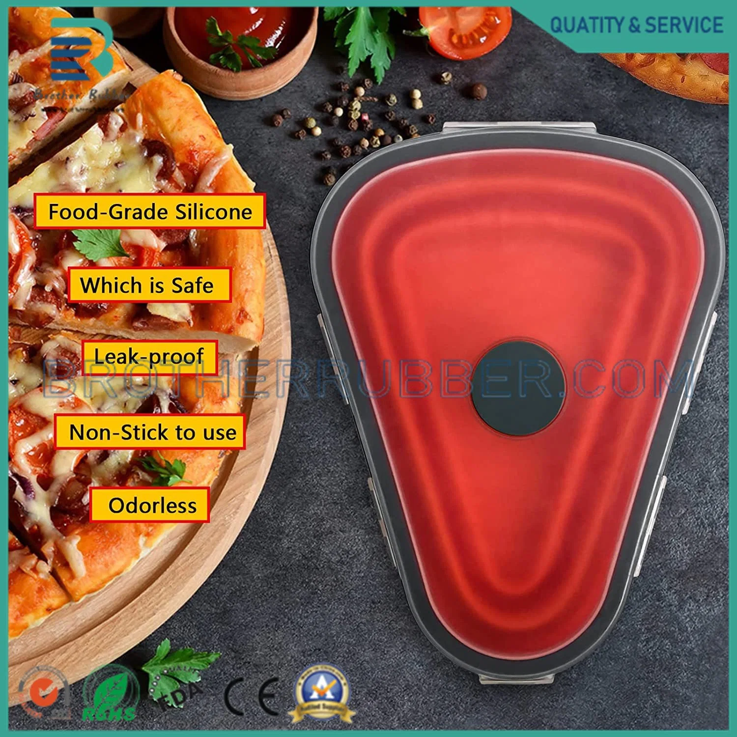 Triangular Pizza Storage Container Expandable Reusable Silicone Pizza Box