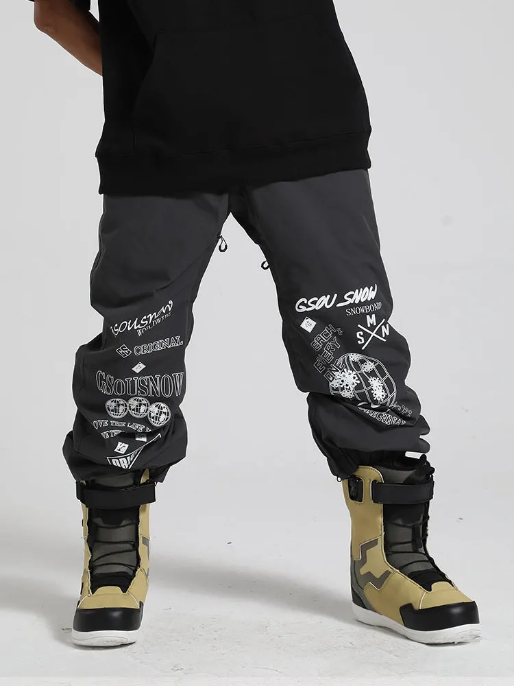 Hiworld Women's Waterproof Windproof Wearable Warm Fashion Sports Dark Grey Print Ski Pants