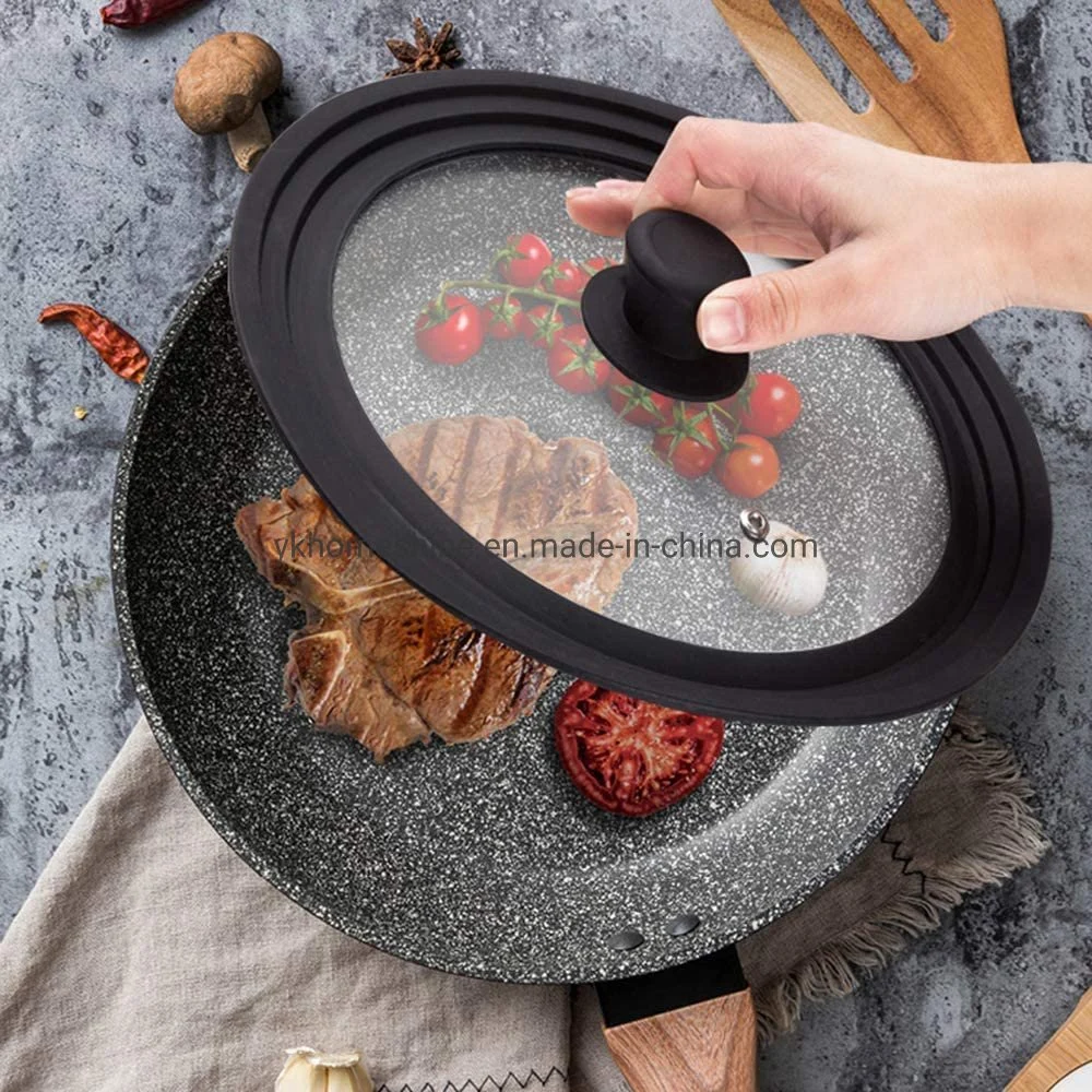 Food Grade Approvel Silicone Ring Tempered Glass Lid for Cookware