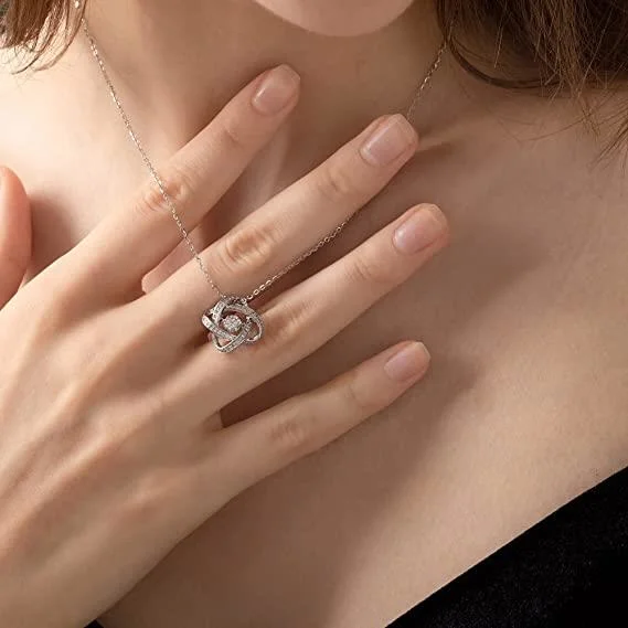 Льготный Moissanite женских бриллиантовое ожерелье 18k позолоченными контактами серебристые подвесной ювелирные изделия, подарок для женщин - Мама/супруга/братской