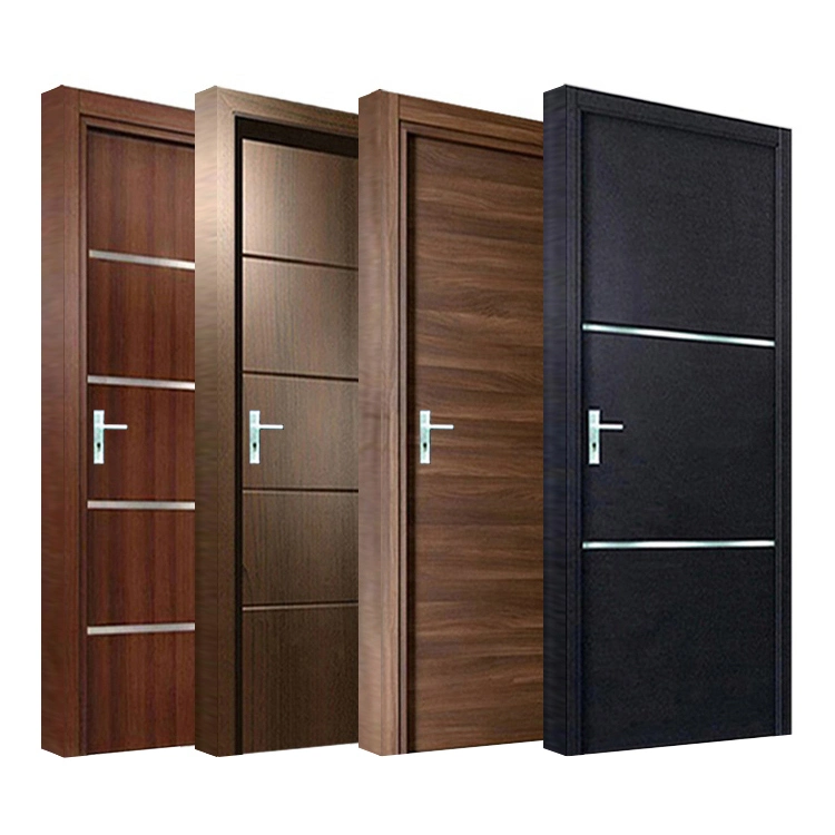 Puerta de madera maciza de nogal moderna de diseño de puertas de madera contrachapada MDF de dormitorio interior.