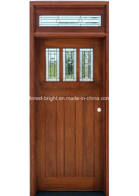 Mahogany Solid Wood Door with Glass Side-Lite and Transom