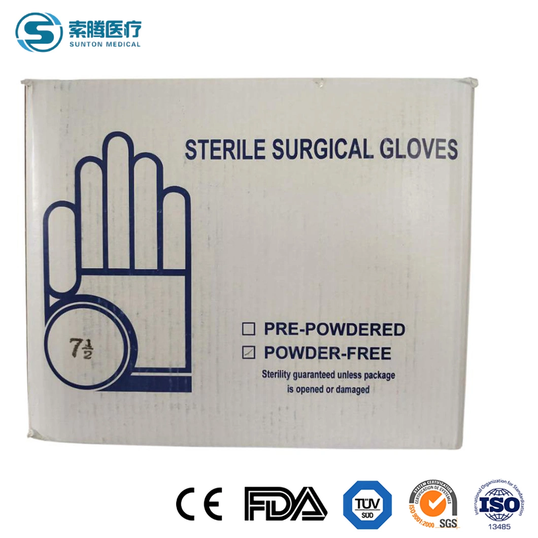 Sunton CE Quality Certification Surgical Gloves Disposable Latex Gloves China High-Quality Medical Grade Mitten Manufacturer Good Air Tightness Latex Glove