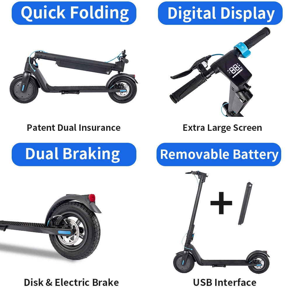 Fábrica de China al por mayor de 100km de largo de la batería reemplazable por el rango de movilidad de Scooter eléctrico plegable