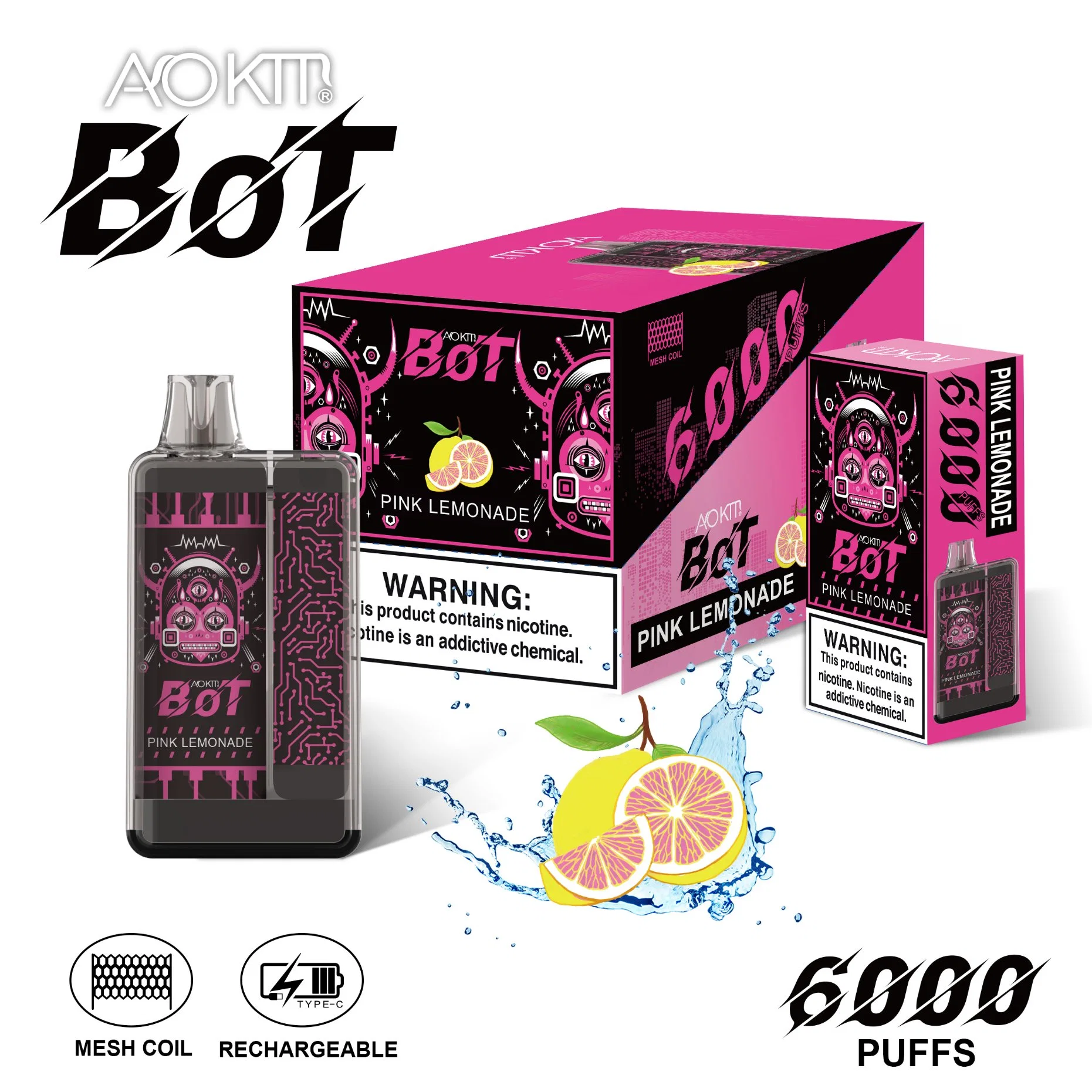 E-pipe Aokit Bot 6000 Puff Bar Plus desechable E-CIG caliente Venta fábrica Vaporizer Pot Wholesale/Supplier Puff Bar 7K 8K 9K Puff