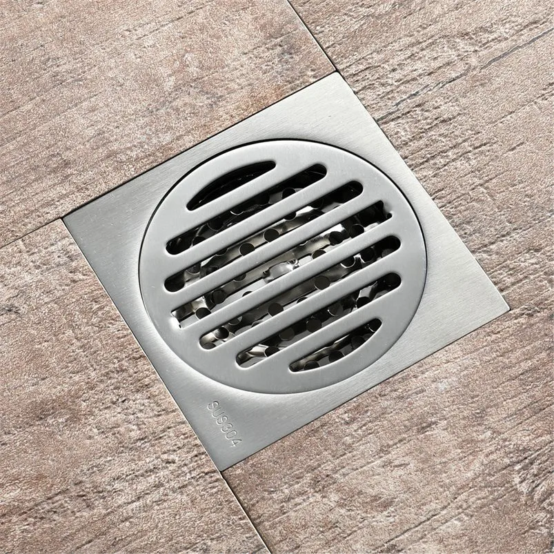 High-Quality Stainless Steel Brushed Drains: Anti-Odor Core, Modern Design, Bathroom Kitchen Shower Toilet Floor Drain, 100X100mm Size