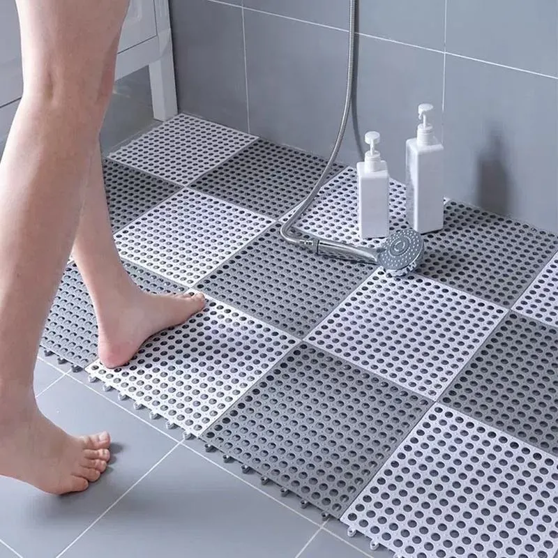 Tapis de bain antidérapant écologique pour salle de bain avec petits trous ronds TPE pour cuisine, balcon et toilettes