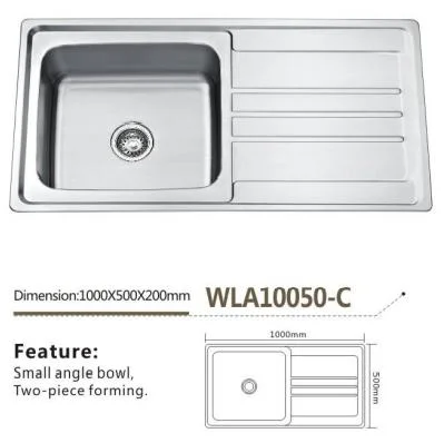 Commercial Stainless Steel Bathroom/Kitchen Sink Basin with Drain Board