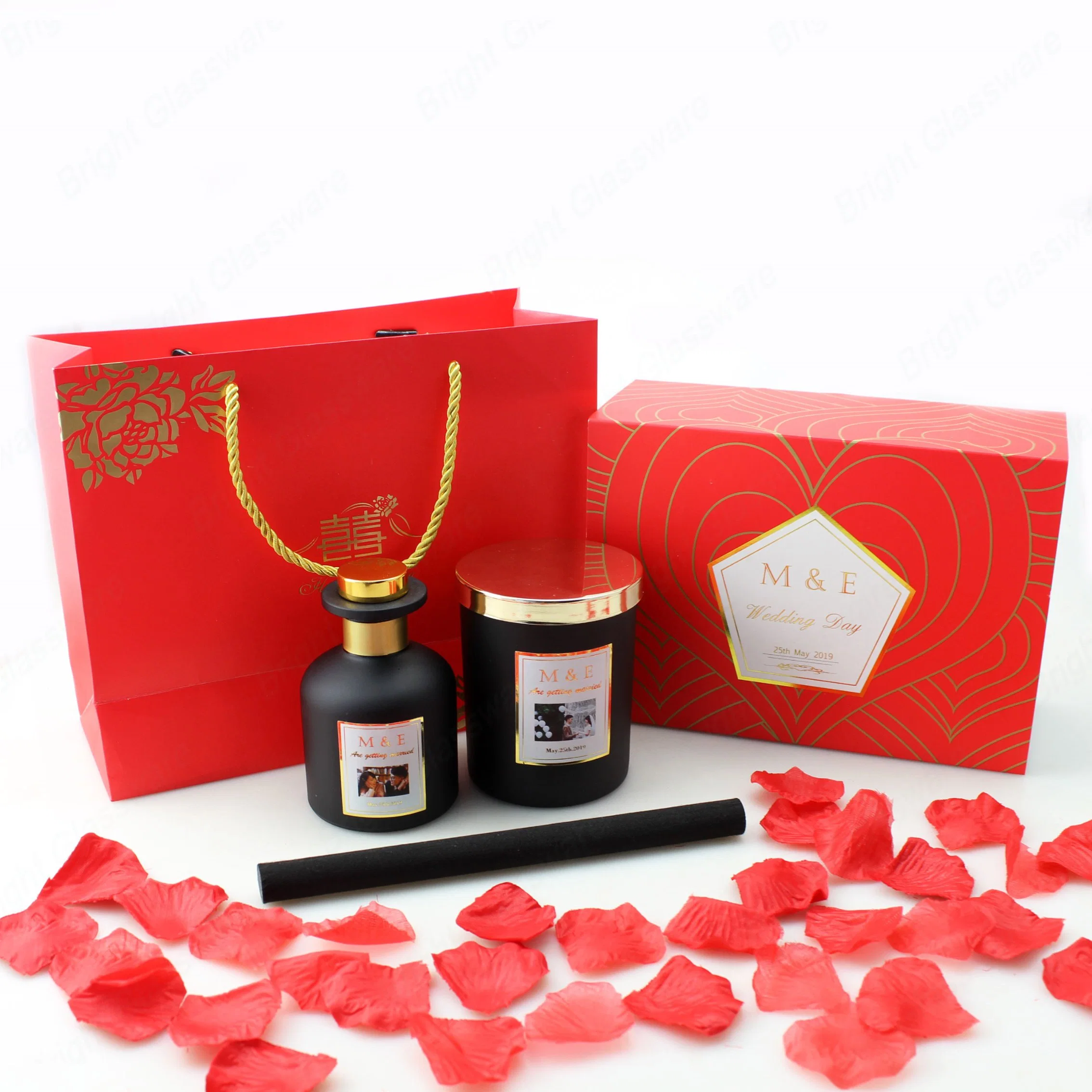 Luxury-7oz-100ml-Mattle-Black-Diffuser-Candle Set for Weeding Gift