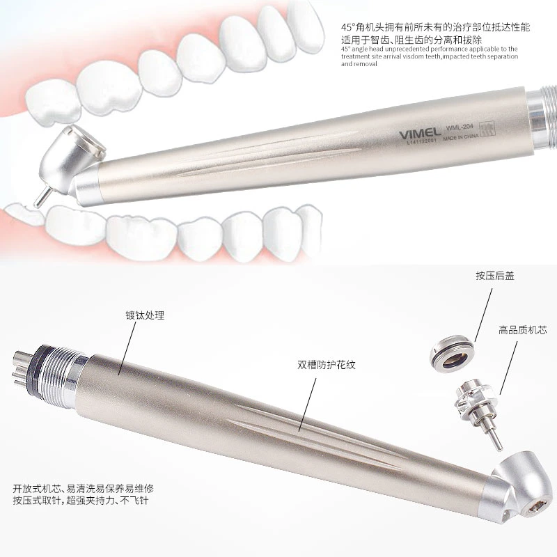 Dental Student Handpiece Kit with Air Scaler 45 Degree Surgical Handpiece Kid Optical LED Turbine