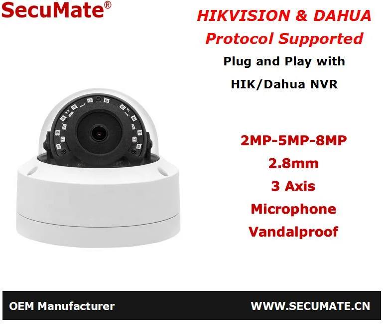 Metal 3-Axis Inside Bracket Sony Sensor Poe IP Dome Vandal Camera Vandalproof Outdoor CCTV Security Camera