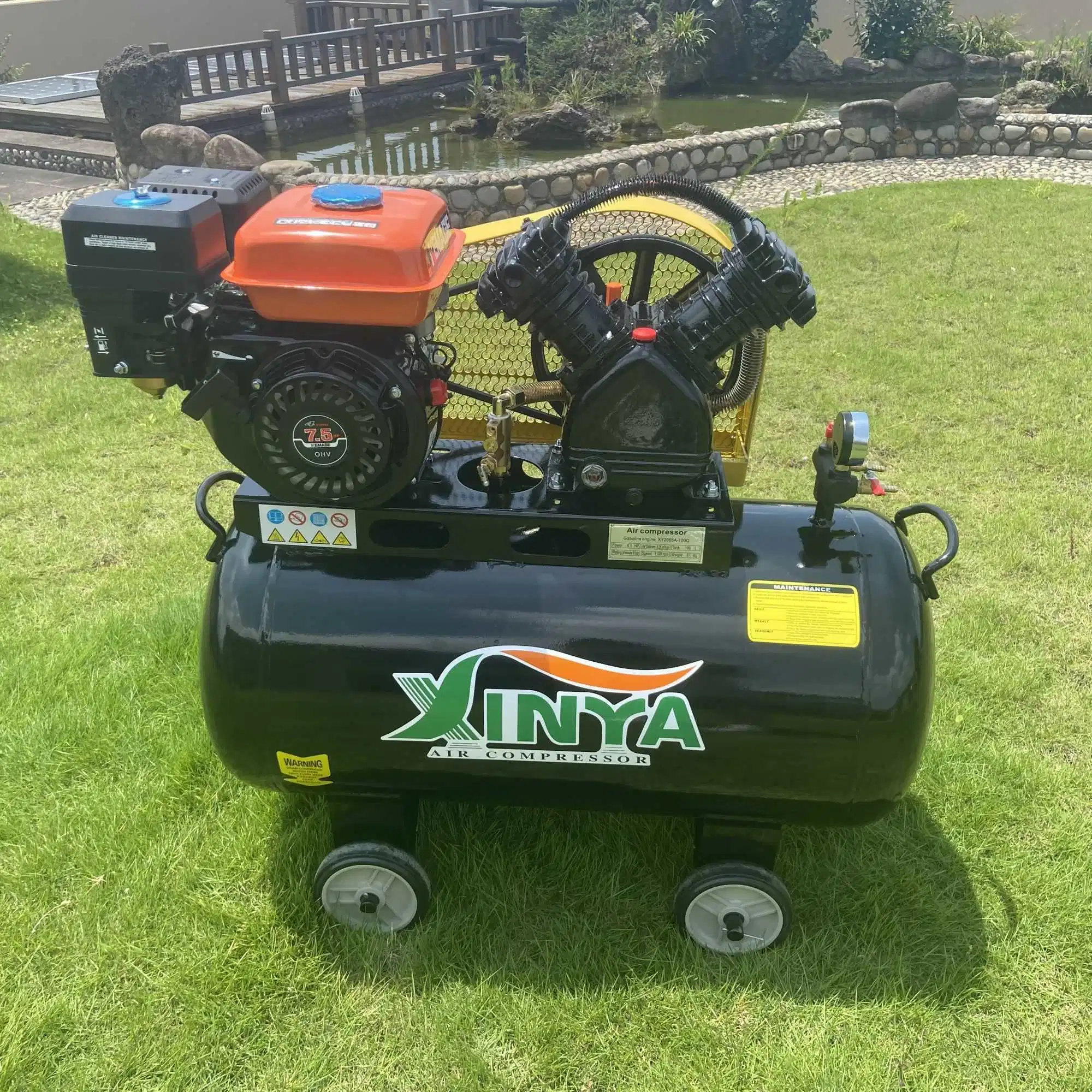 Xinya 100liter 4.8kw 6.5HP Gasoline Engine Air Compressor 2065 Gasoline Generator