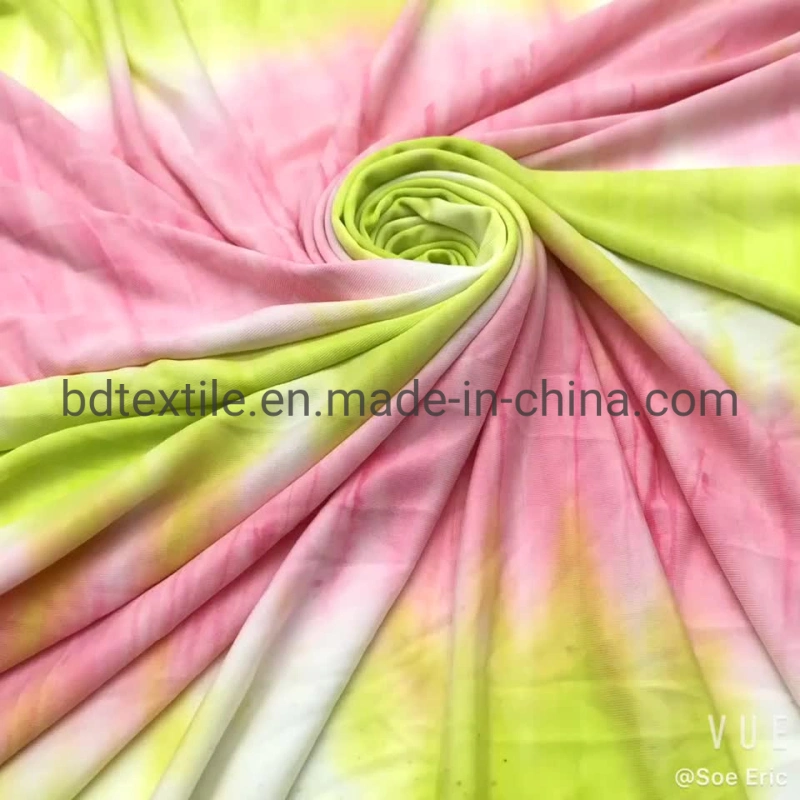FDY Polyester Spandex Single Jersey Tie Dye Knitting Fabric