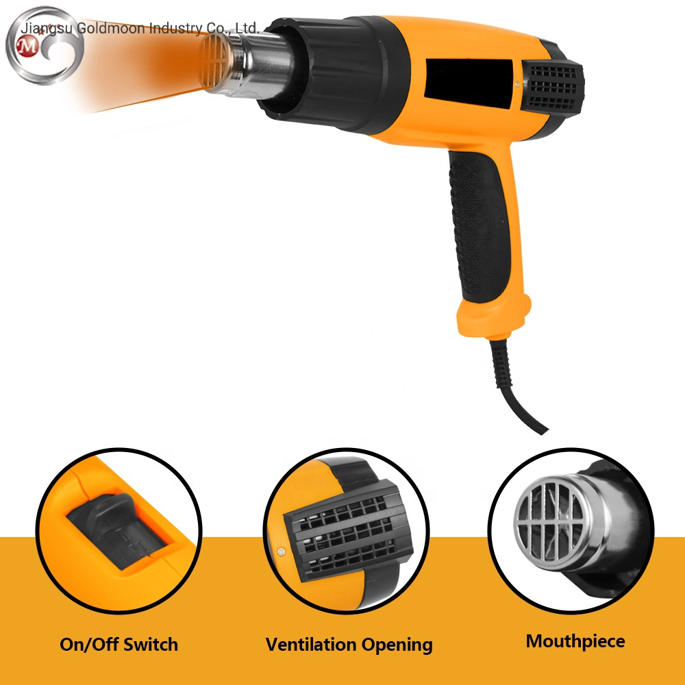 Heat Gun Kit 2000W with Dual-Temperature 5 Nozzles, Hot Air Gun 122f-1022f Heating in Seconds for DIY Shrink PVC Tubing/Wrapping/Crafts, Stripping Paintyellow